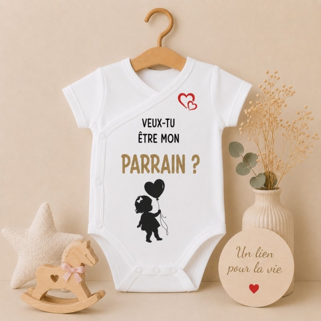 Body bébé - Veux-tu être mon parrain (fille) + carte