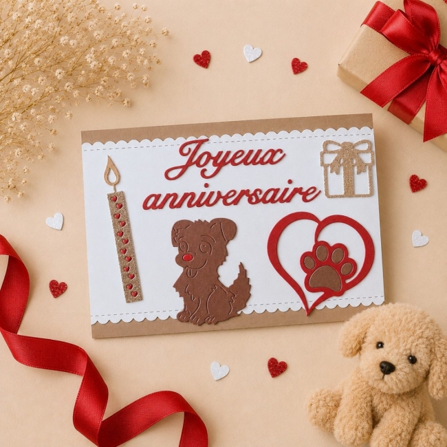 Carte d'anniversaire avec petit chien