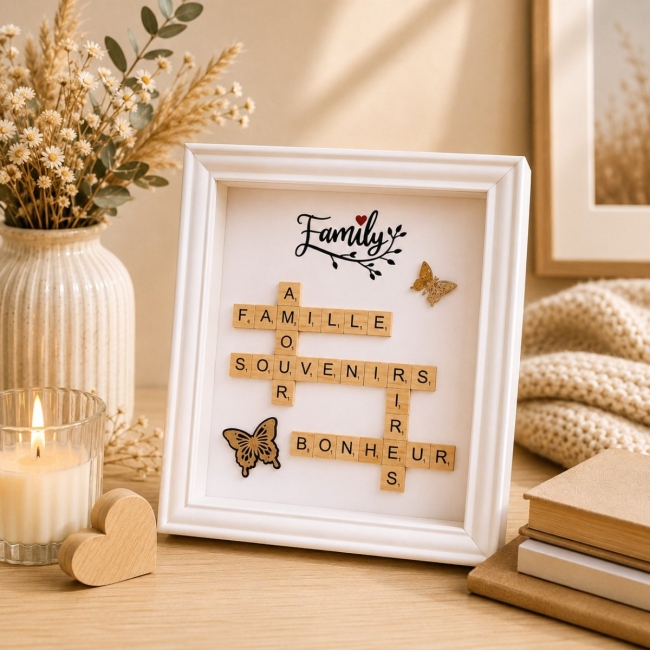Tableau famille avec lettres en bois