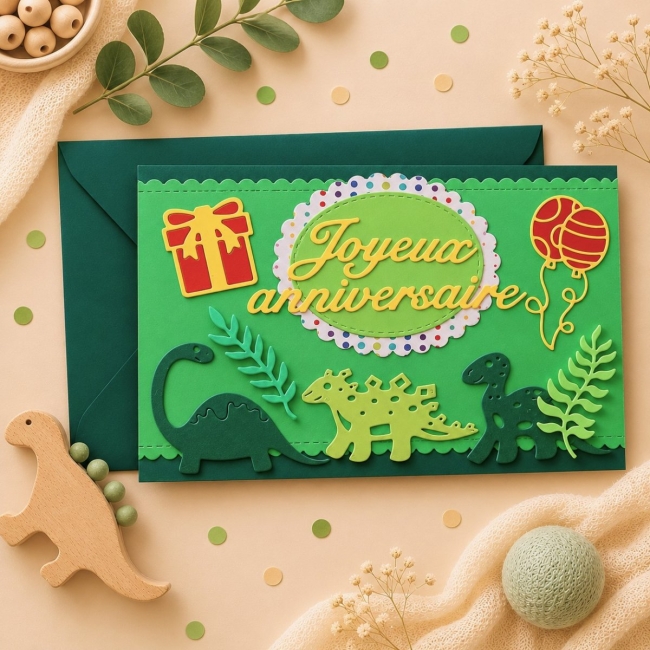 Carte anniversaire 3 dinosaures