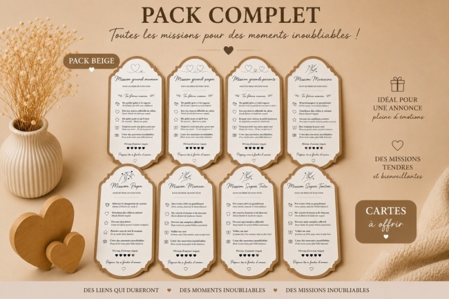 Pack "Cartes de missions" - Beige
