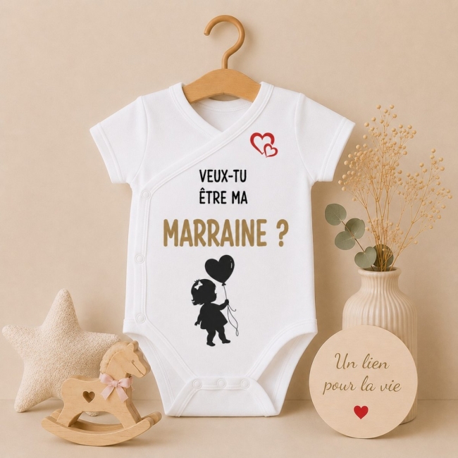 Body bébé "Veux-tu être ma marraine (f)" + carte 