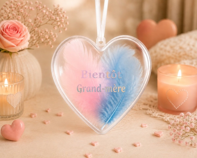 Coeur annonce grossesse grand-mère - Plumes