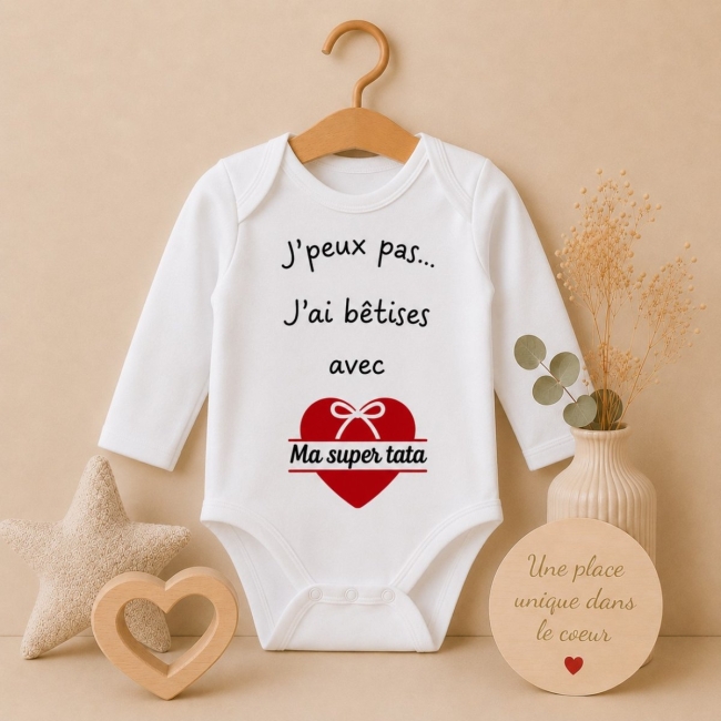 Body bébé - J'ai bêtises avec tata + carte