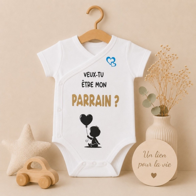 Body bébé "Veux-tu être mon parrain" (garçon) + carte