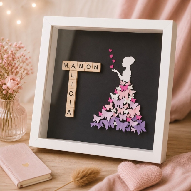 Cadre Princesse - Robe en papillons 3D